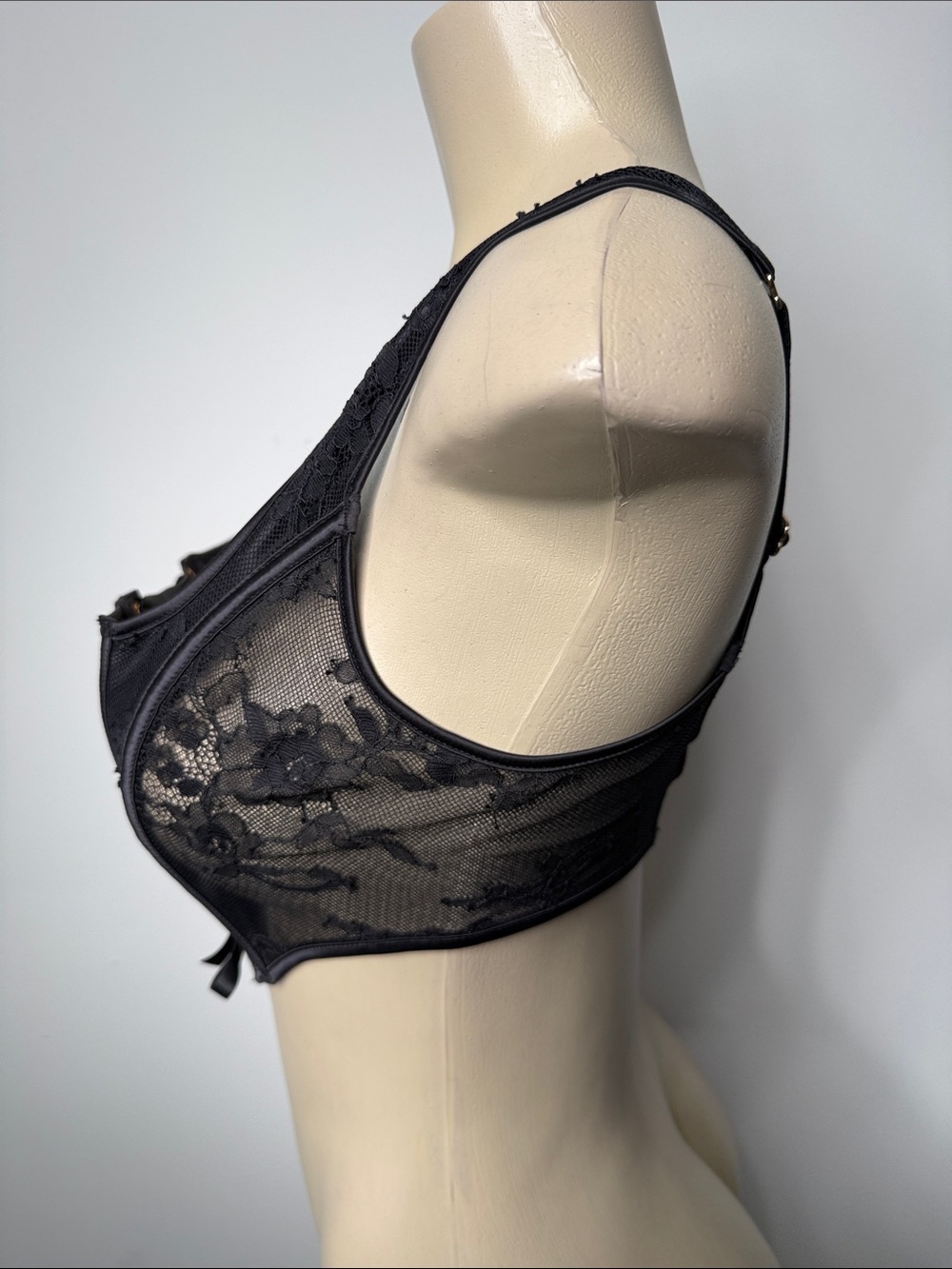 Honey Birdette Black Lace-Up Corset Bralette - Picture 5 of 7